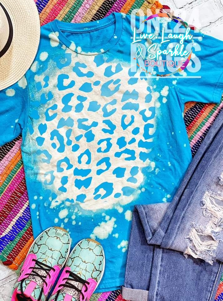 Blue Leopard Distressed Tee