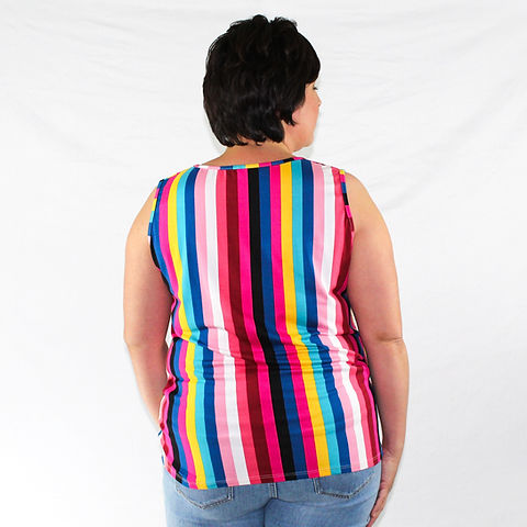 Tied Front Rainbow Sleeveless Top