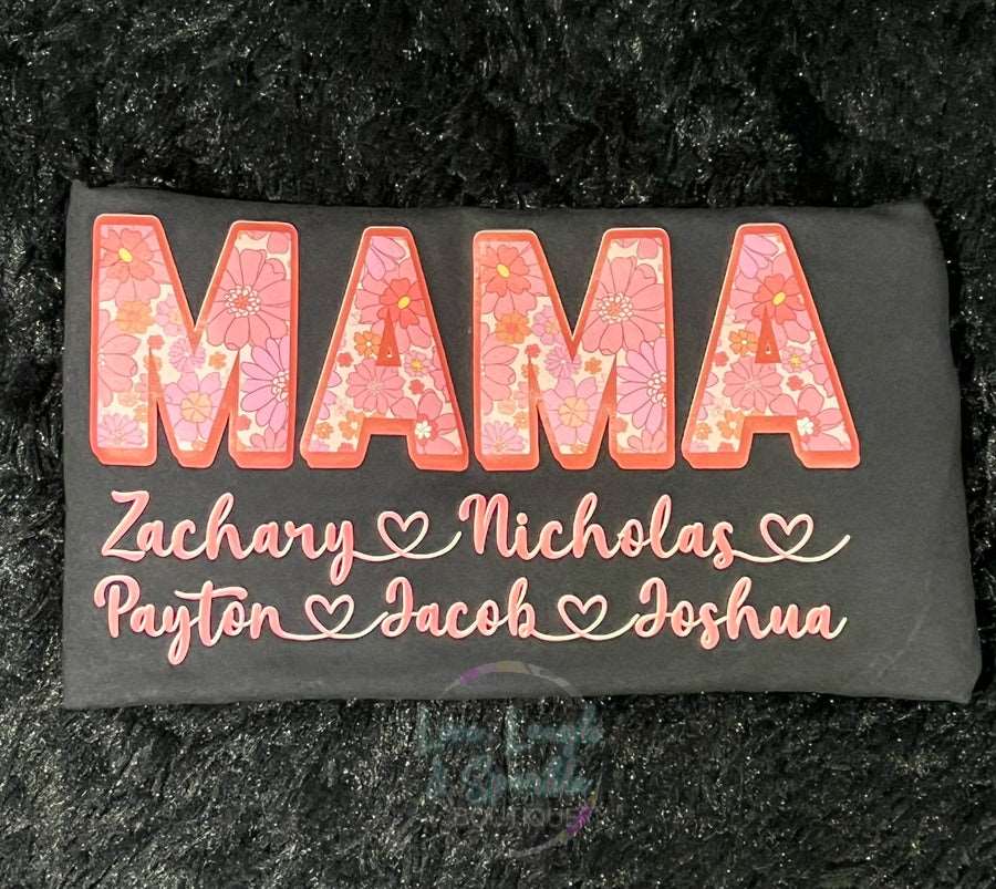 Mama Pink Flower Custom Tee
