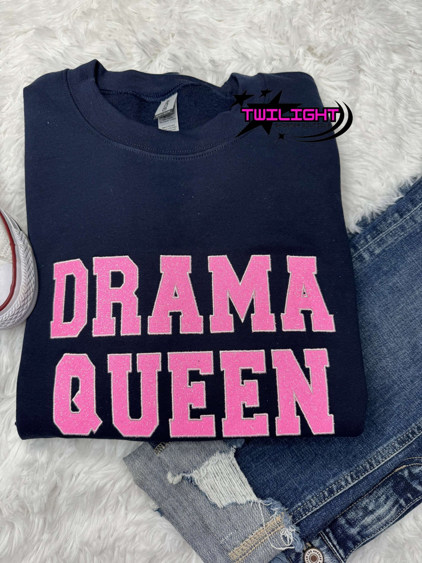Drama Queen Glitter Embroidered Sweatshirt