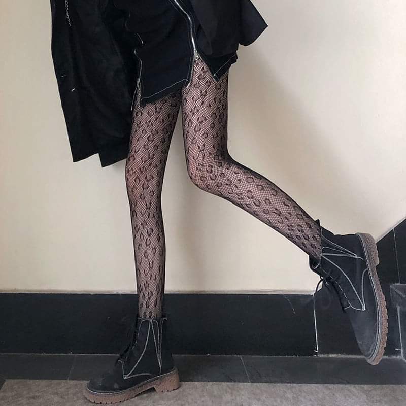 Leopard Print Fishnet Tights