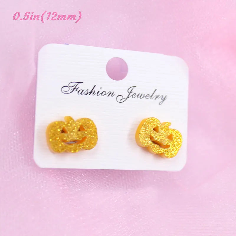 Glitter Pumpkin Stud Earrings