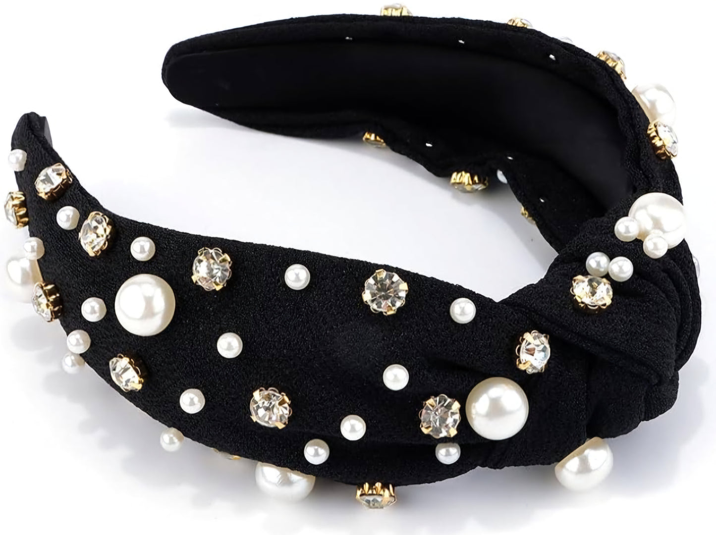 Knotted Embellished Headband Pearls & Rhinestones