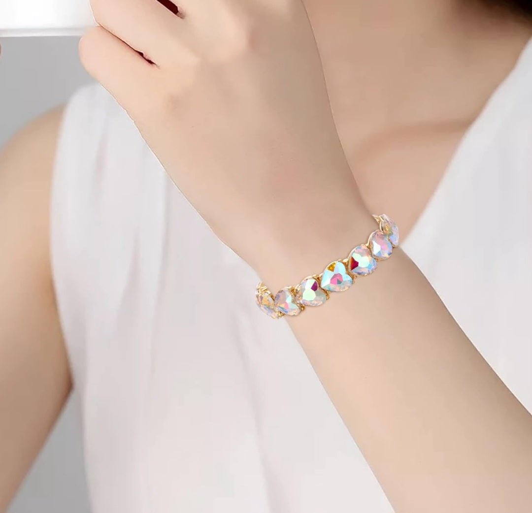 Pink Panache Crystal AB Heart Bracelets