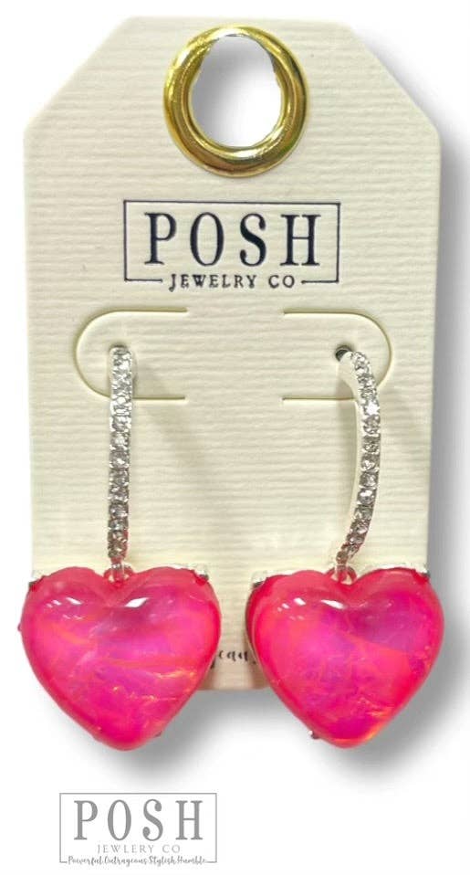 Heart on Rhinestone Half Hoop Earring