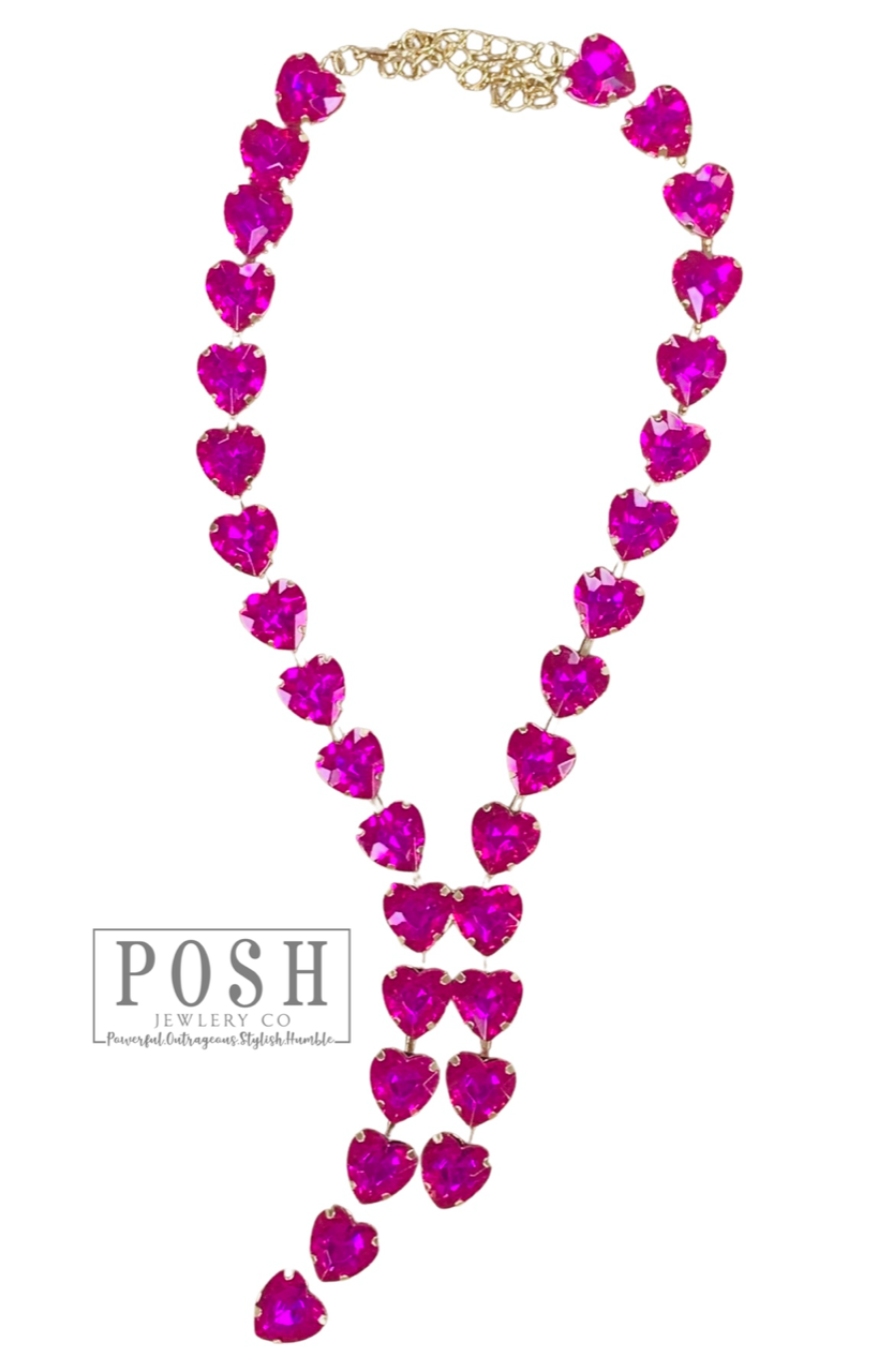 Valentine Rhinestone Lariat Necklace