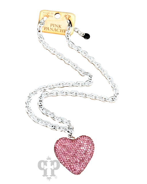 Pink Rhinestone Heart Necklace