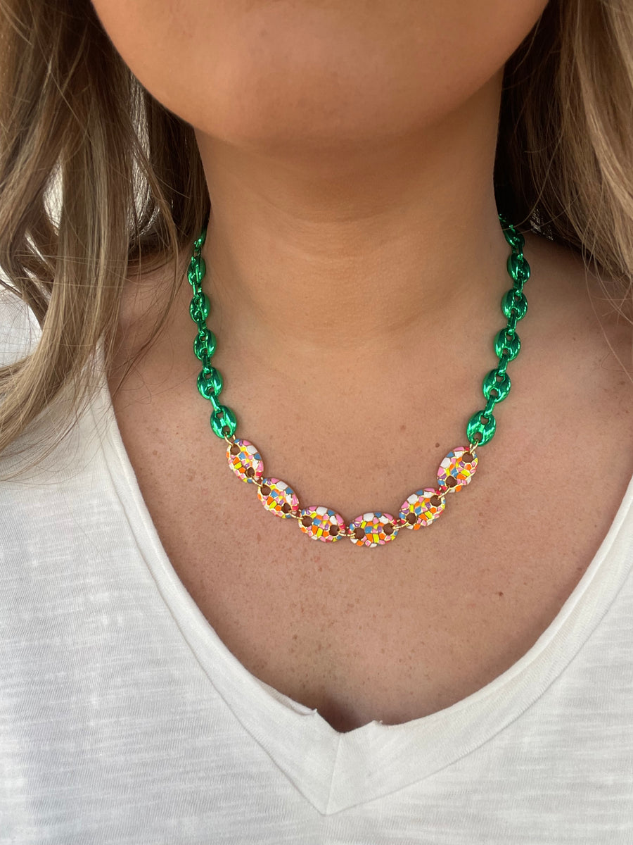 Green Multicolor Pig Nose Necklace