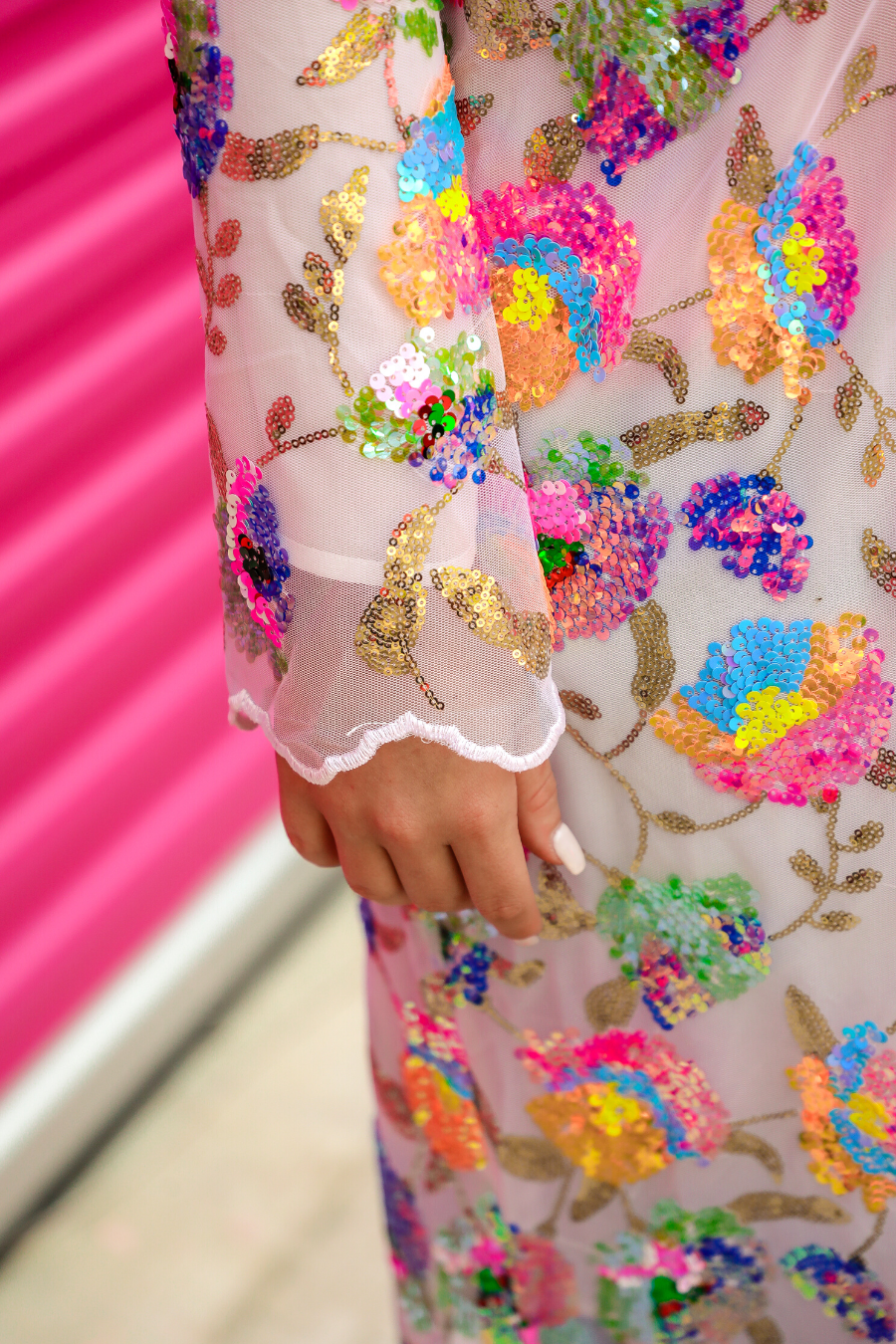 Glamorous Floral Sequin Kimono