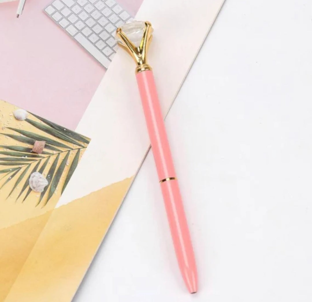Pink & Gold Diamond Top Pen