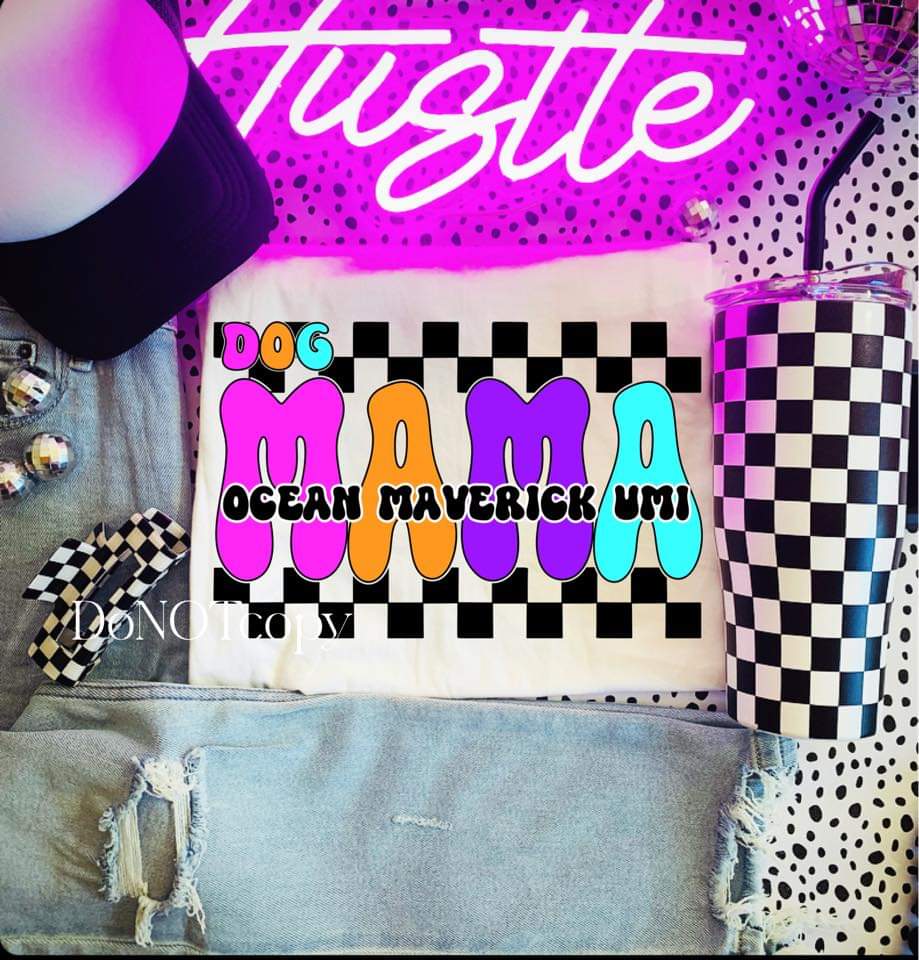 Custom Colorful Dog Mama Tee