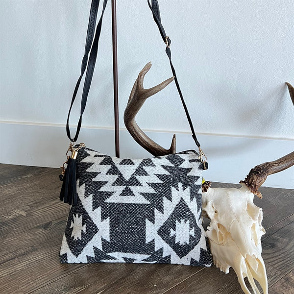 Black Aztec Crossbody/Clutch