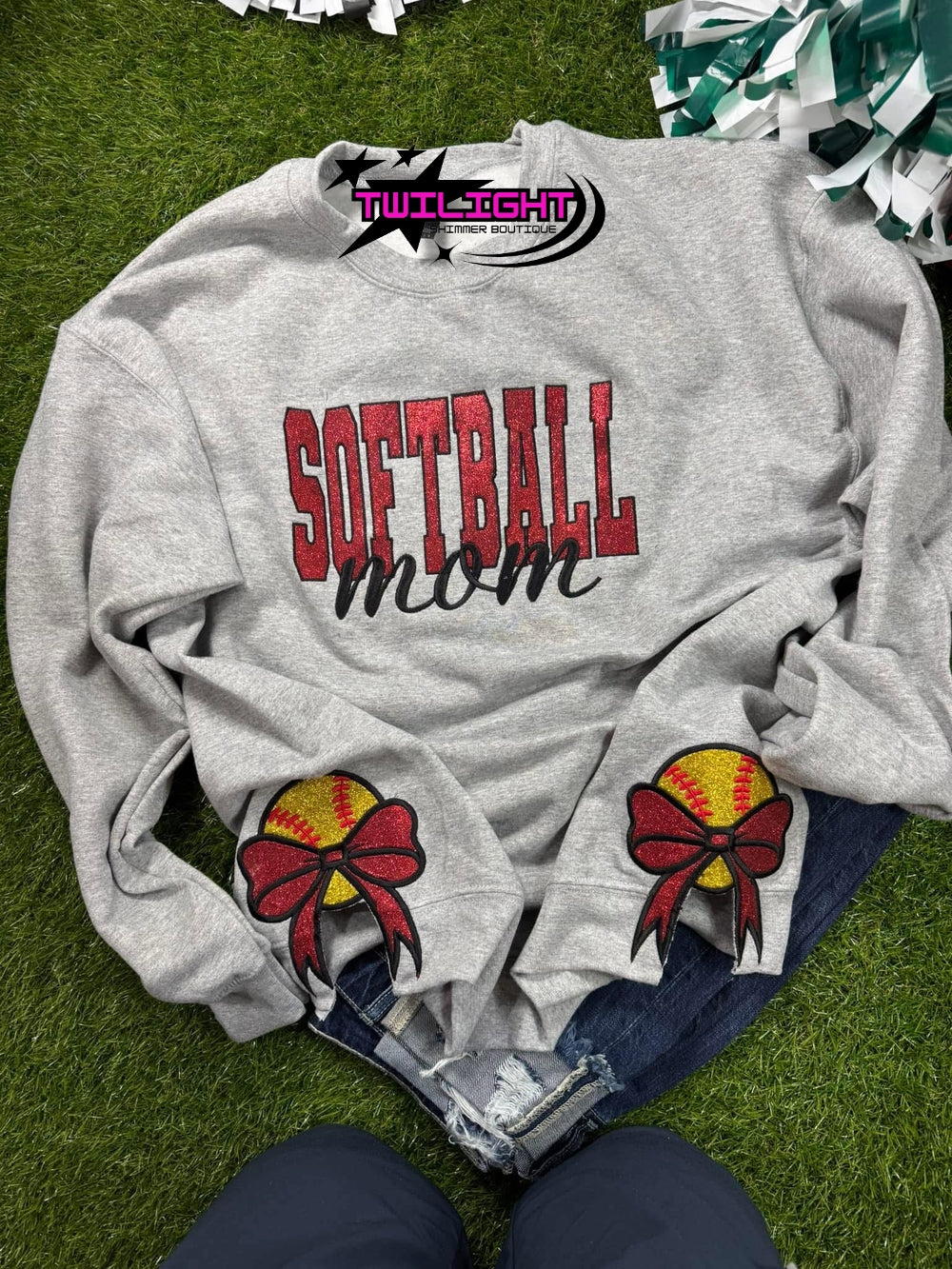 Softball Mom Bow Sweatshirt