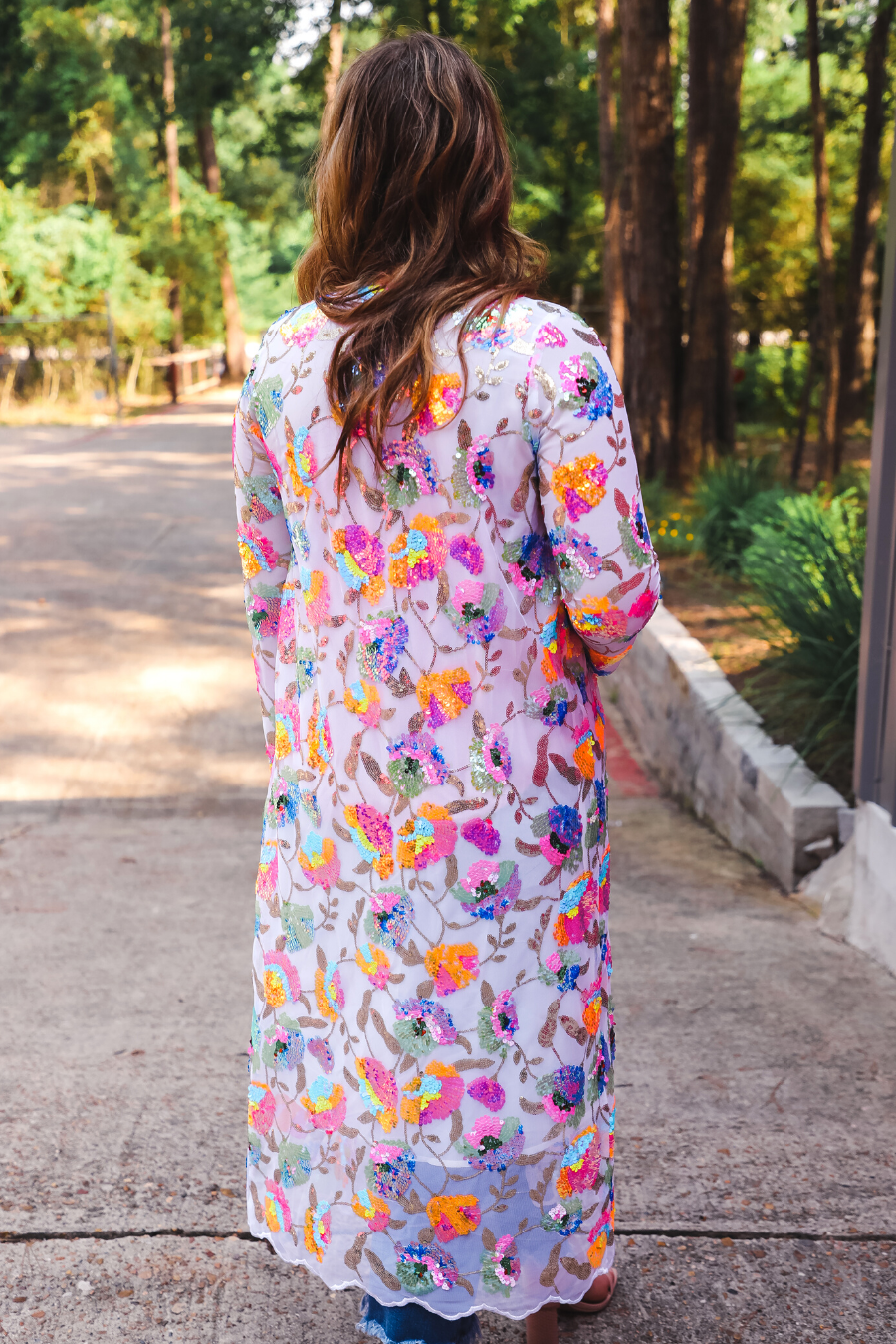 Glamorous Floral Sequin Kimono