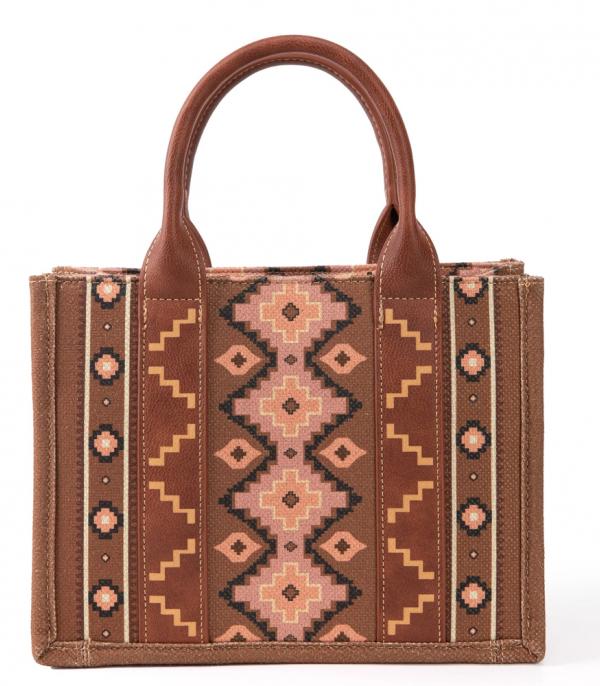 Wrangler Southwestern Print Small Canvas Tote/Crossbody - Coffee