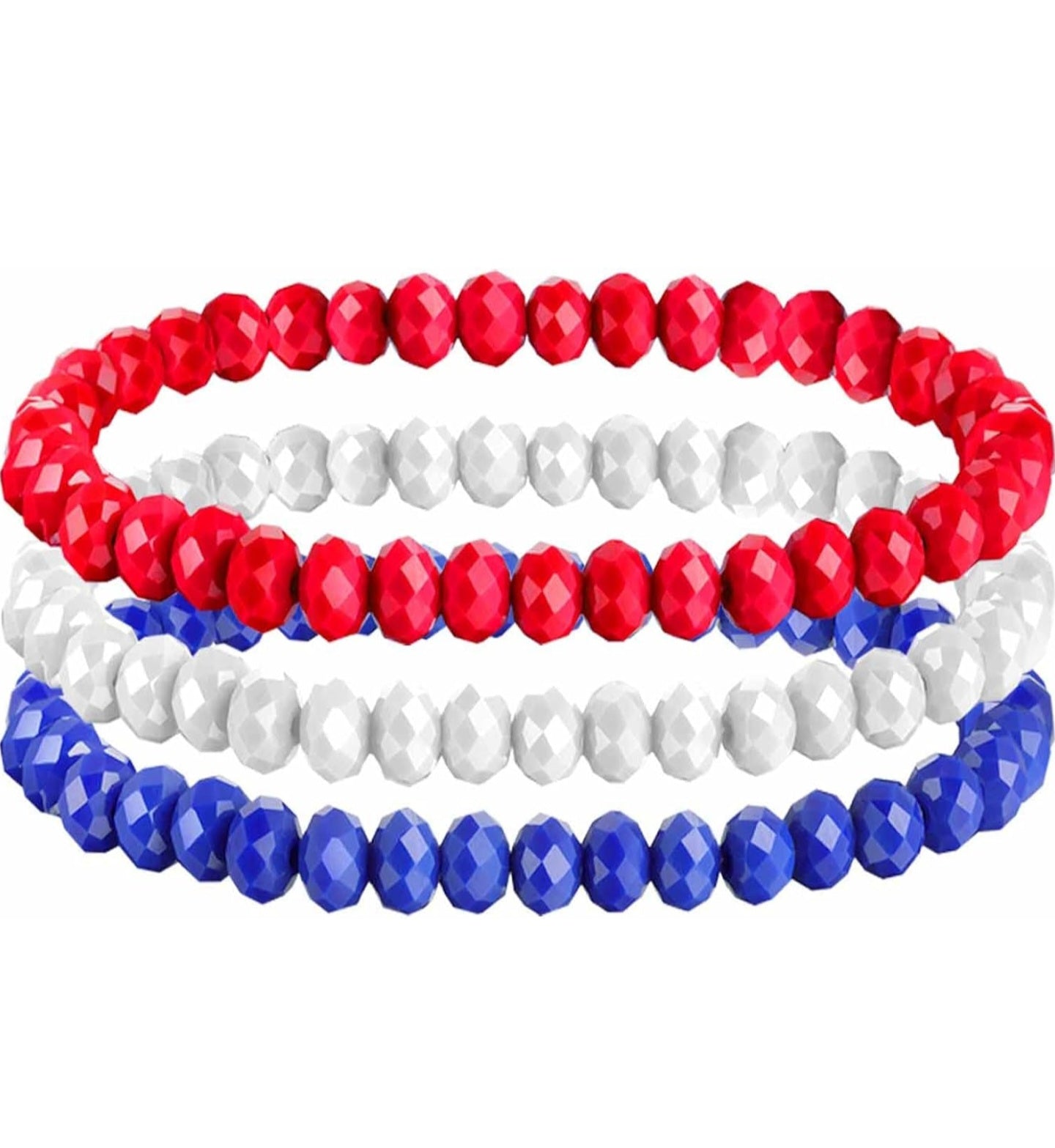 Red White Blue Crystal Bracelet Set