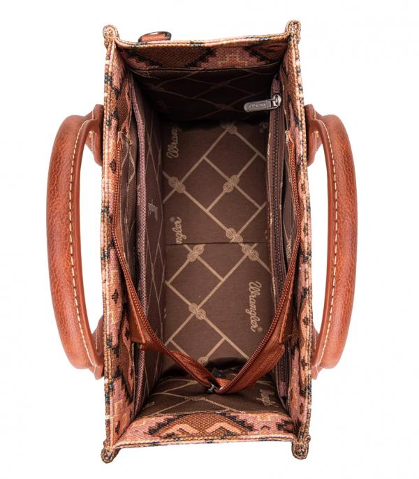 Wrangler Southwestern Print Small Canvas Tote/Crossbody - Coffee