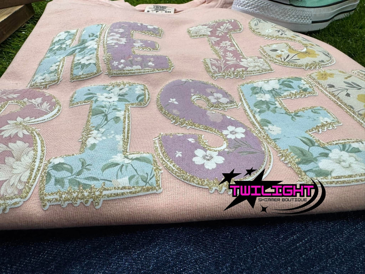 He Is Risen Pastel Floral Printed Puff Tee