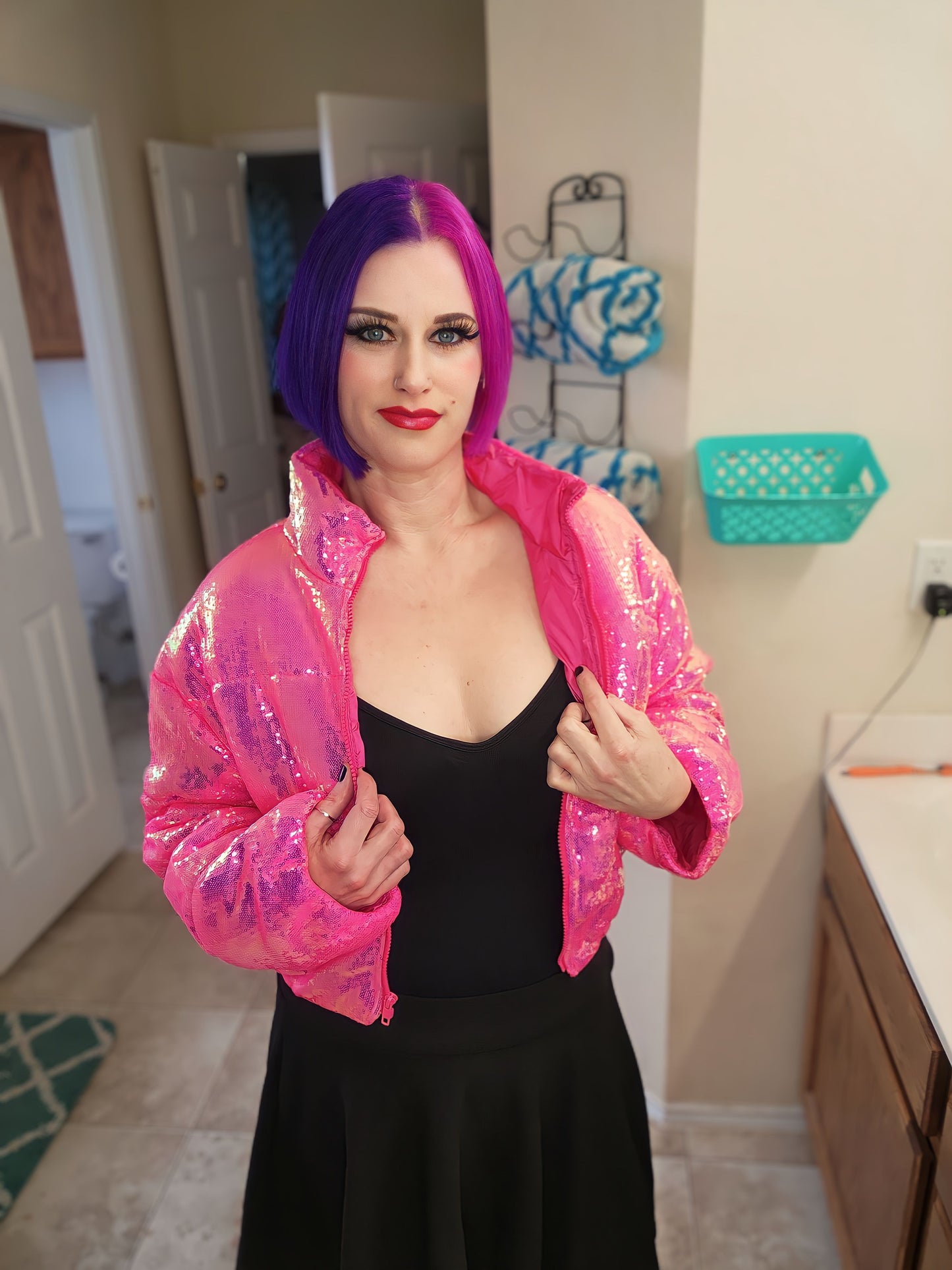 Let's Go Party Sequin Puffer Jacket