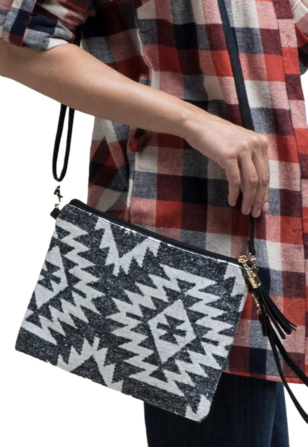 Black Aztec Crossbody/Clutch