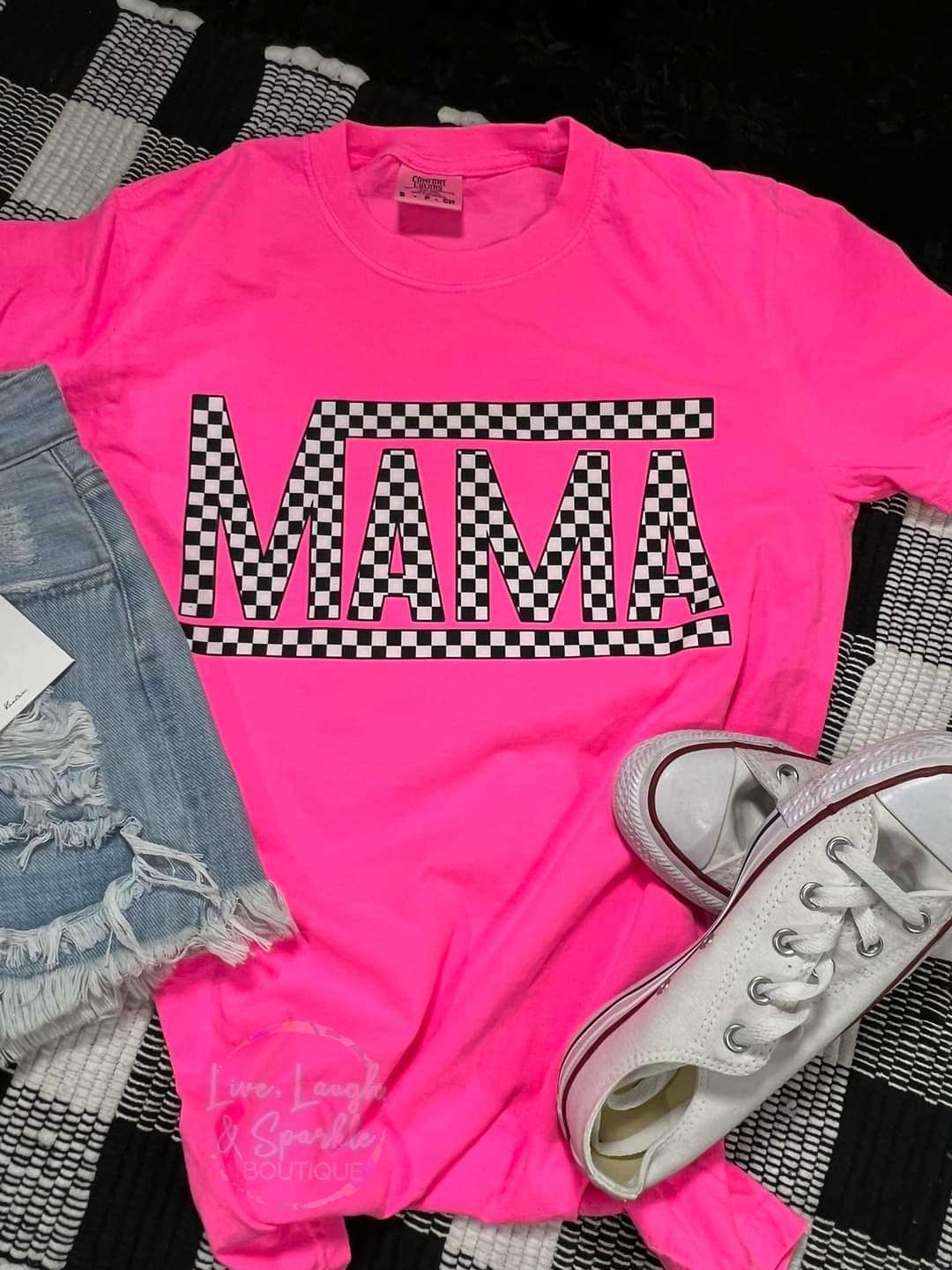 Checkered Mama Tee