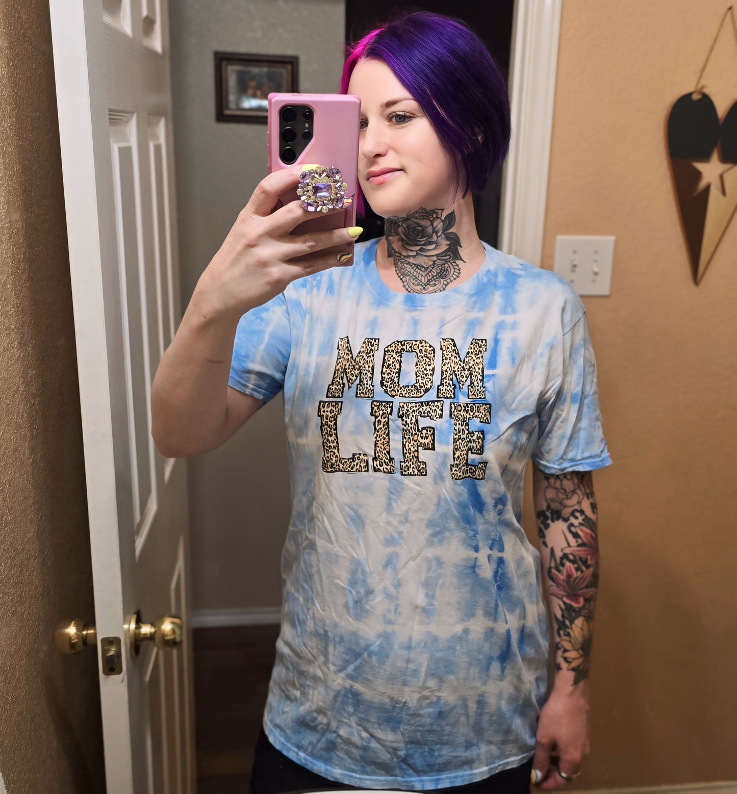 Mom Life Blue Tie Dye Tee