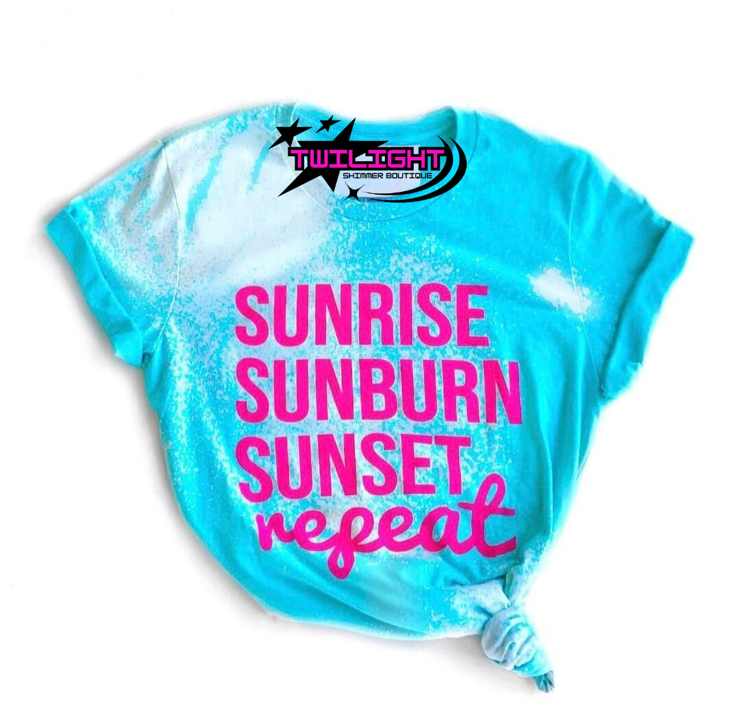 Sunrise Sunburn Sunset Repeat Distressed Tee