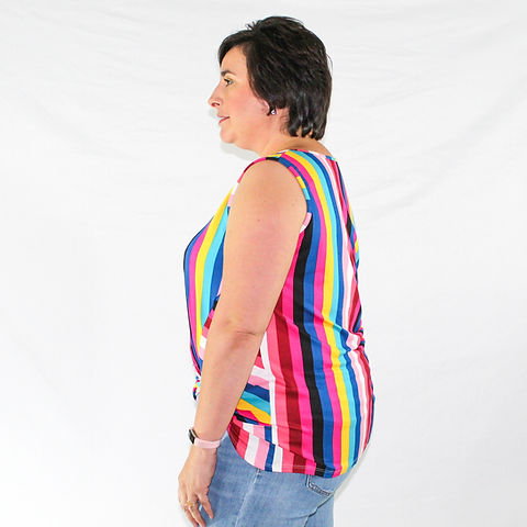 Tied Front Rainbow Sleeveless Top