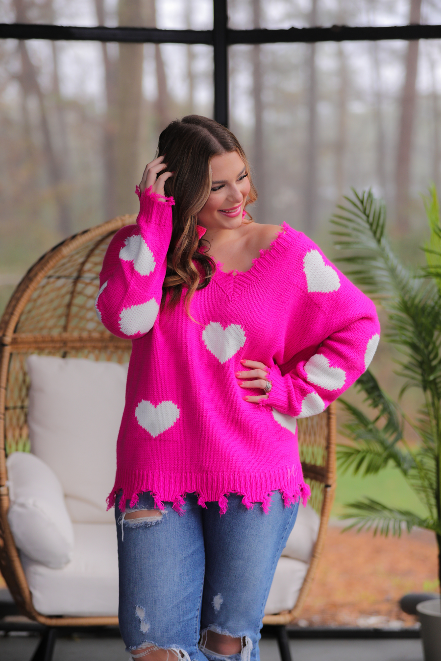 Sugar Cakes Distressed Heart Sweater