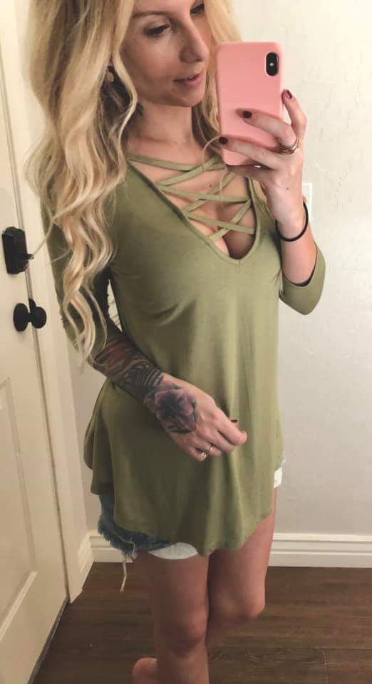 Criss Cross Half Sleeve Top