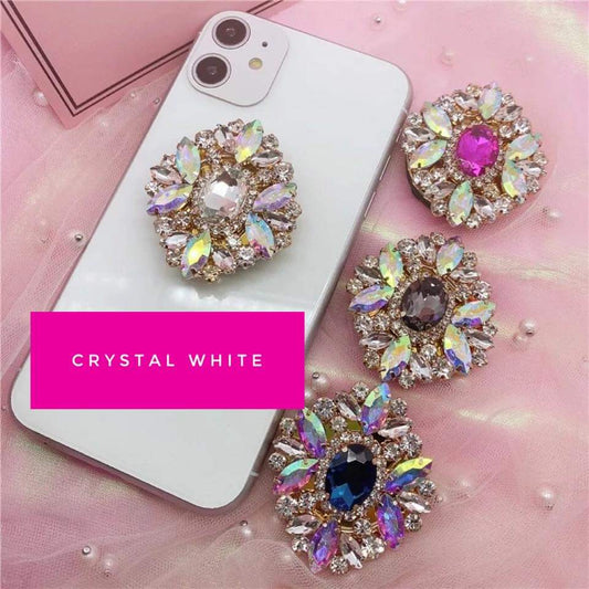 Crystal White Bling Phone Grip