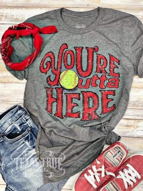 You're Outta Here Softball Kids Tee- Small