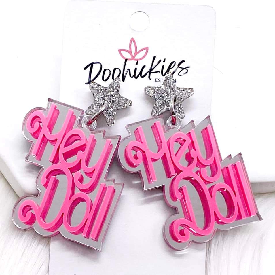 Hey Doll Acrylic Dangle Earrings