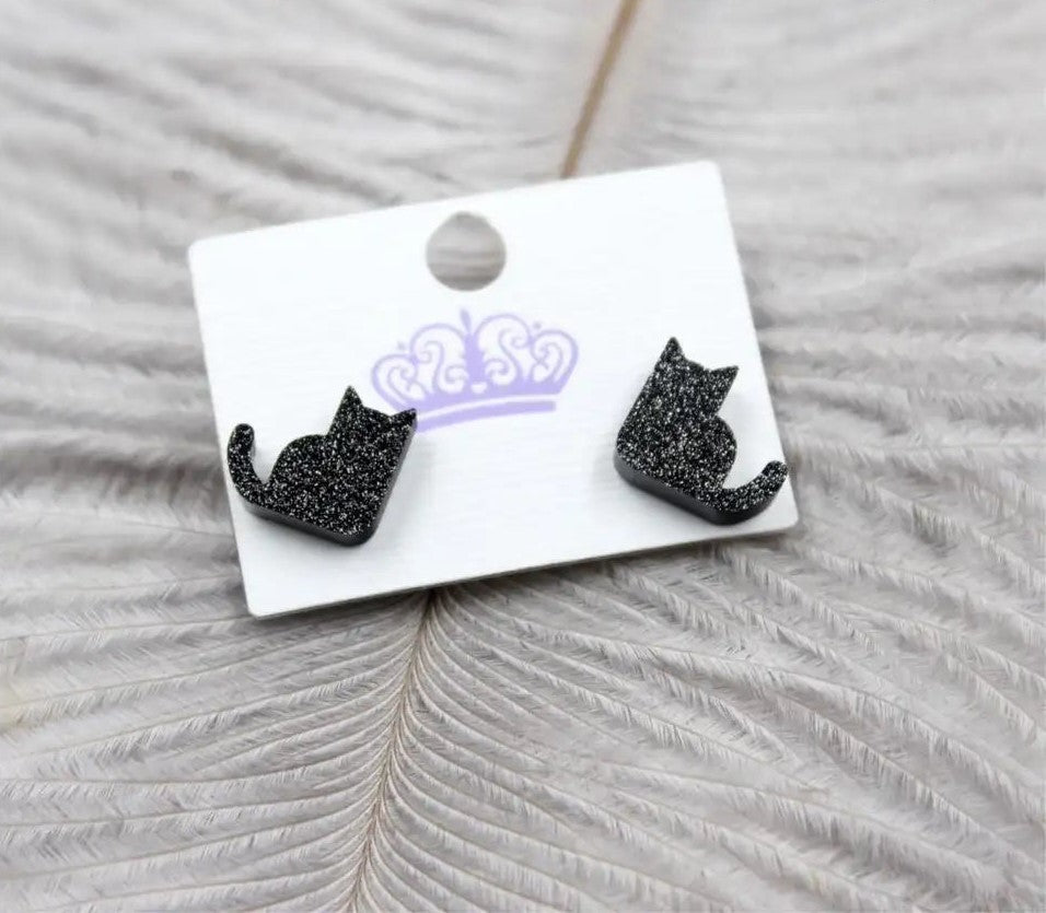 Black Cat Stud Earrings