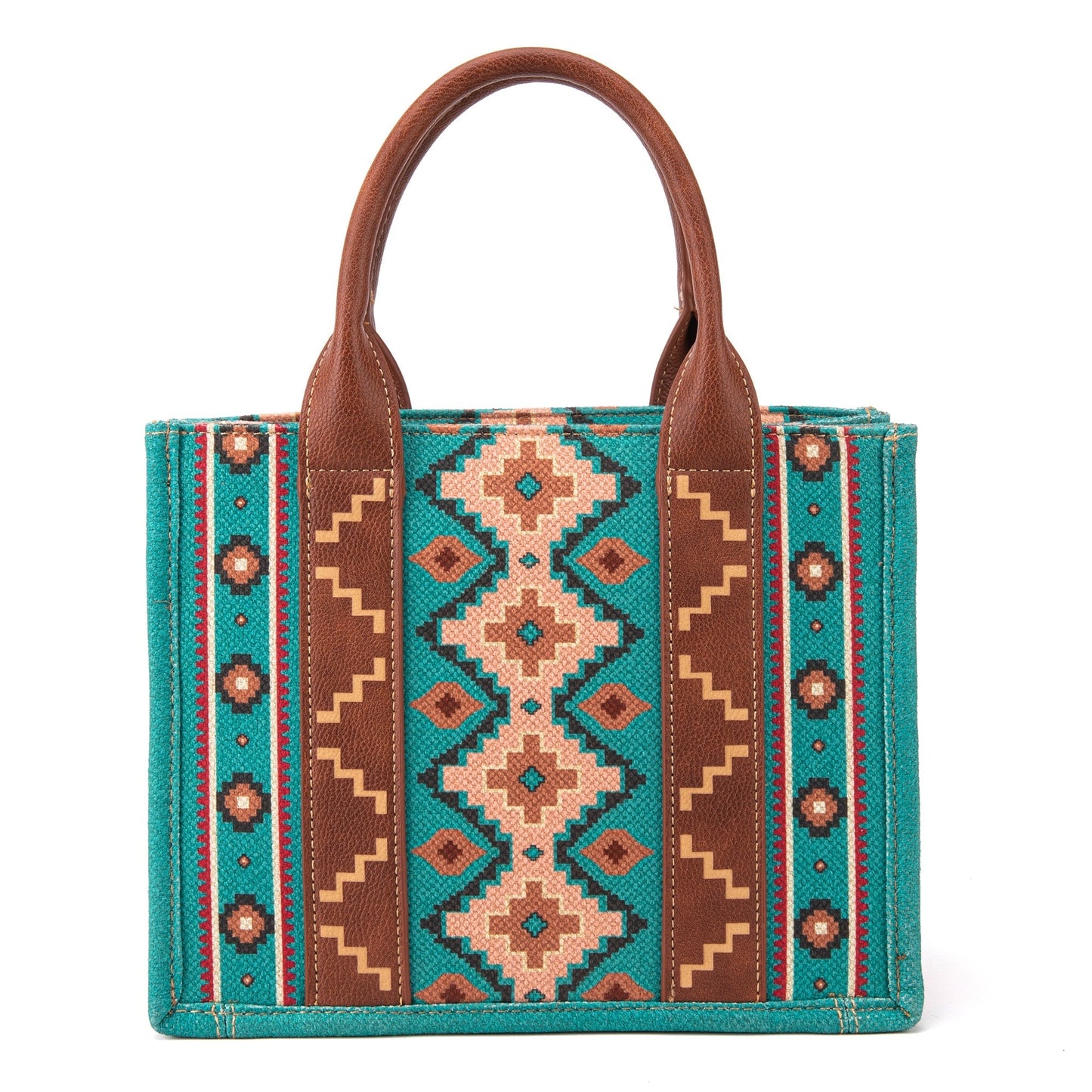 Wrangler Southwestern Print Small Canvas Tote/Crossbody -Turquoise