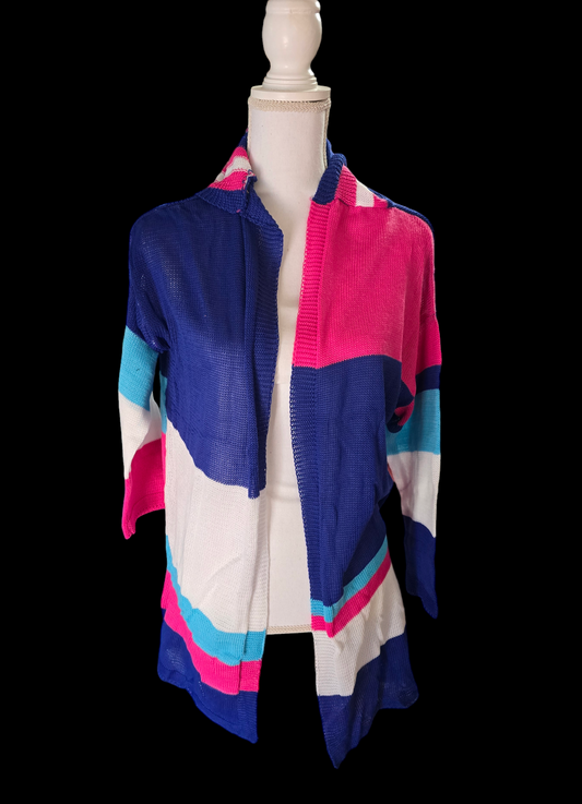 Colorblock Hooded Cardigan- Large