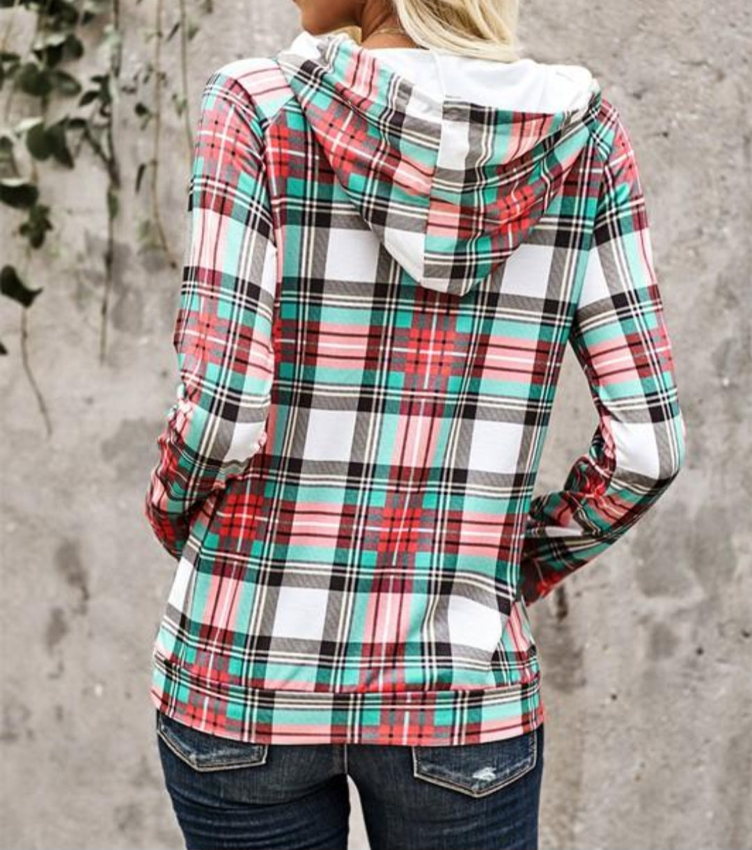 Plaid Double Hooded Top