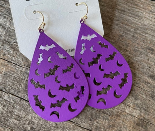 Purple Bat Earrings