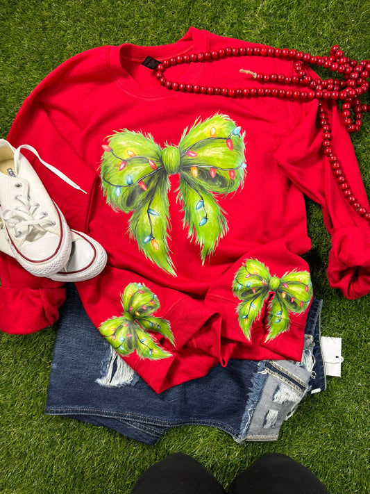 Green Guy Bow with side Bows Sweatshirt