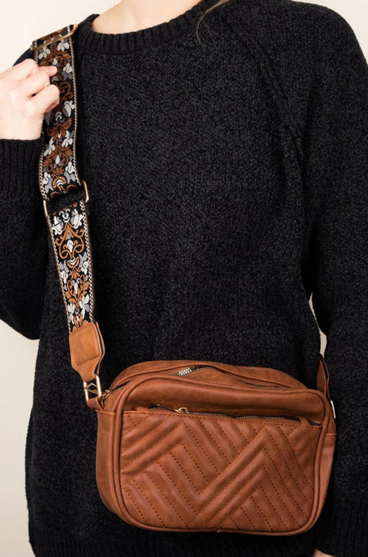 Hazel Guitar Strap Brown Crossbody Purse