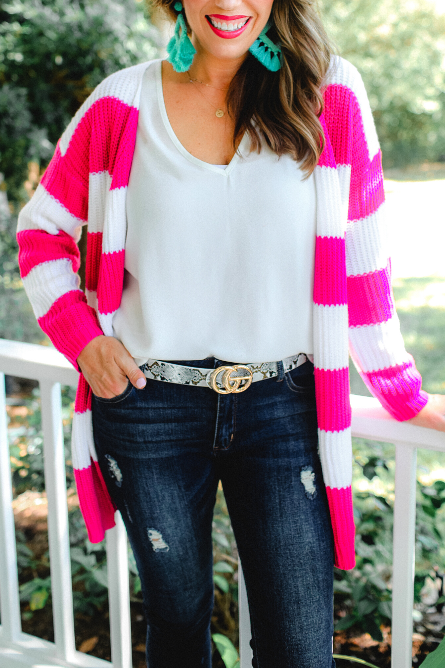 Shae Striped Knit Cardigan