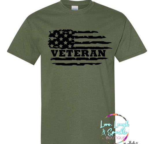 Army Green Veteran Flag Tee