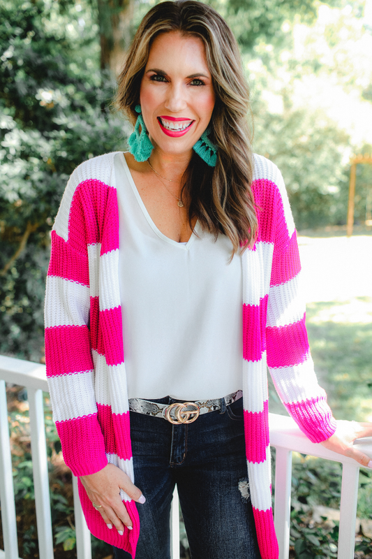 Shae Striped Knit Cardigan