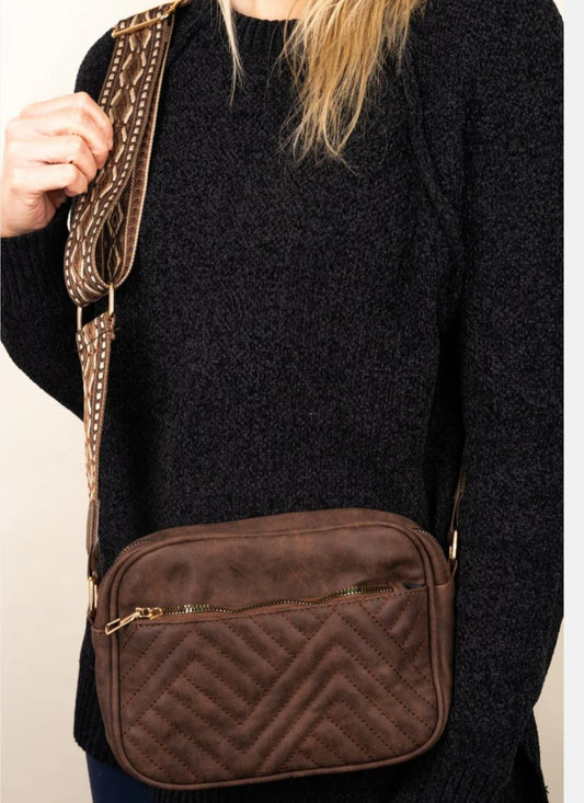 Mesa Guitar Strap Dark Brown Crossbody Purse