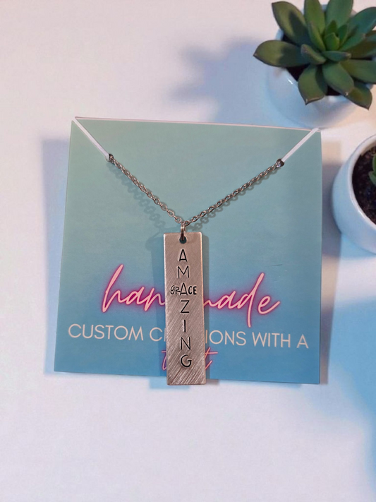 Amazing Grace Hand Stamped Necklace