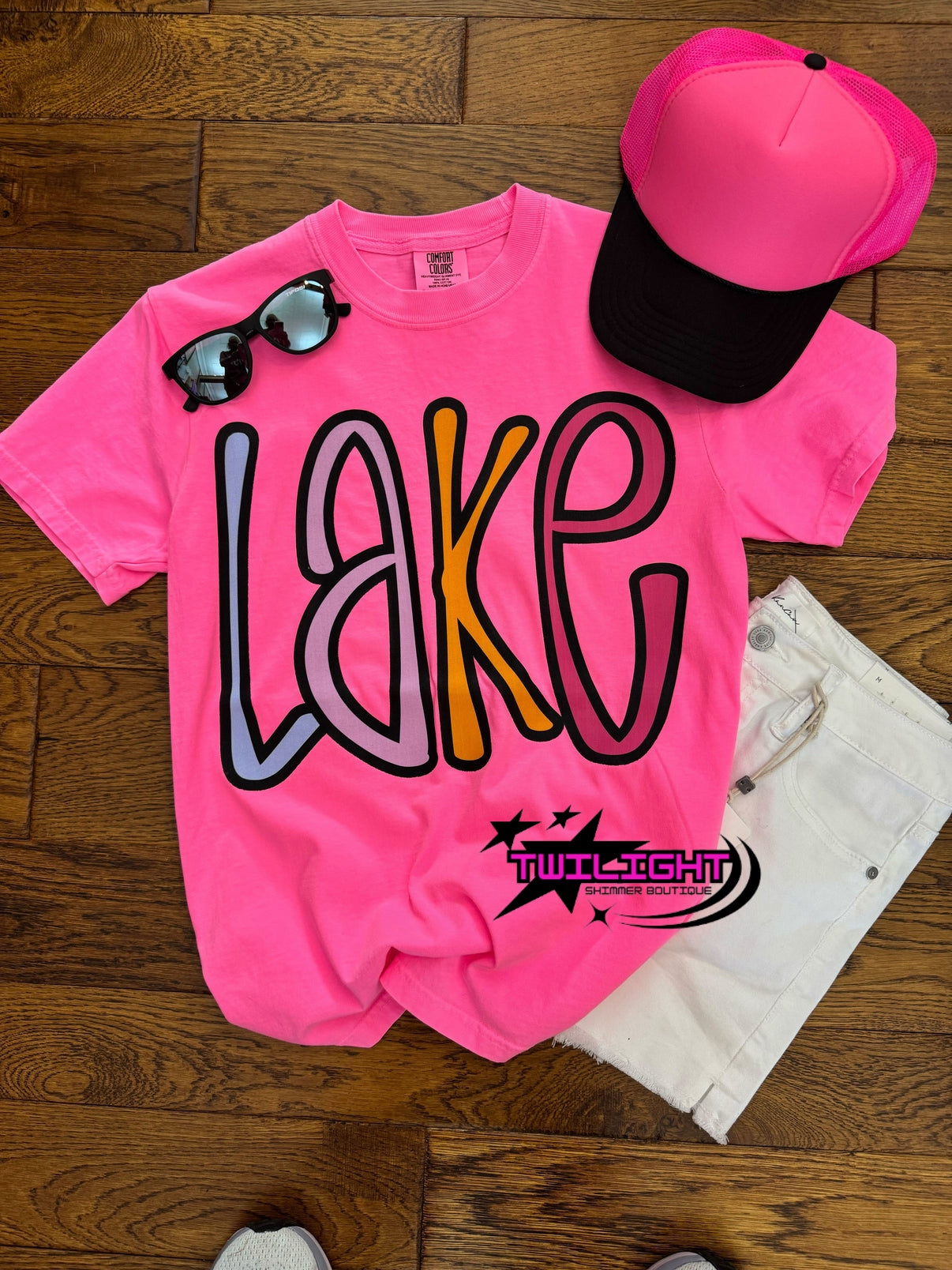 Lake Colorful Font Tee