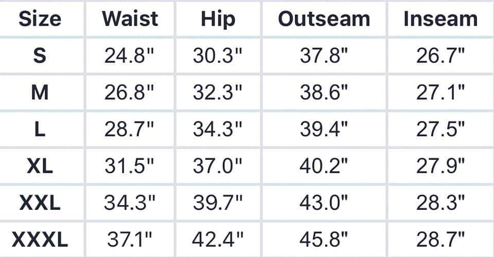 Size chart.